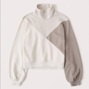 ABERCROMBIE & FITCH | Neutral Colorblock Turtleneck Sweatshirt Women’s Size S